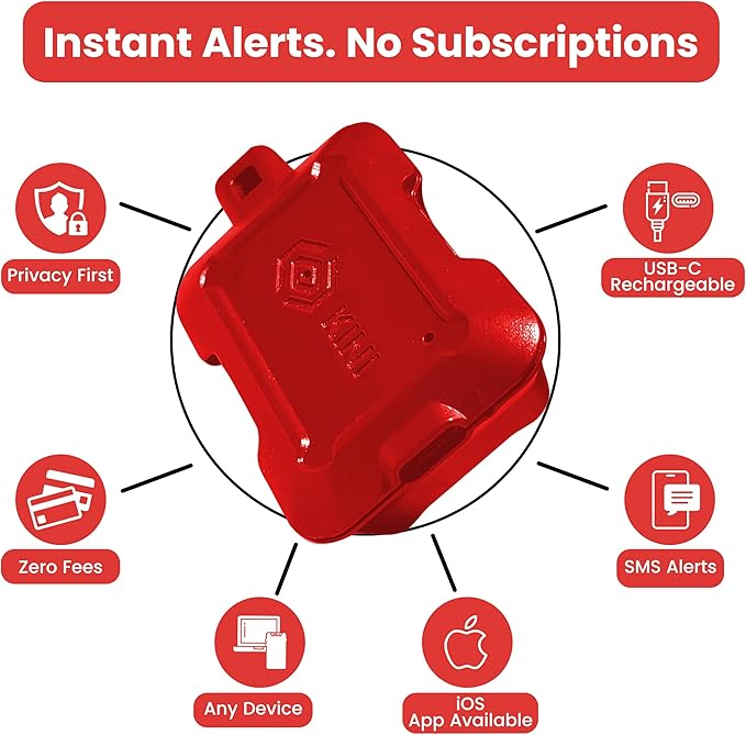 Kinisafe Alert, Wi-Fi Motion Sensor, Real-time SMS, Email, Push Alerts, IFTTT, Gun Safes, Cabinets, Home, Office, Easy Install, No Subscription, Long Lasting Rechargeable Battery