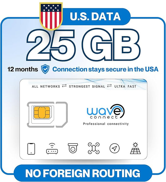 25GB for 365 Days IOT Quad Network Data SIM Card for Unlocked Security, Solar & Hunting Trail Game Cameras with USA Data Path, USA Coverage, Triple Cut 3-in-1, 4G & 5G