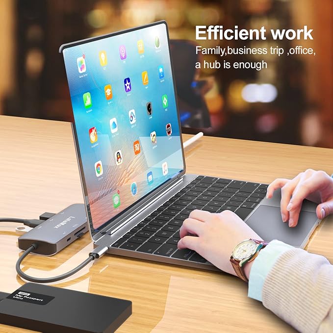 USB-C Hub (8-in-1) with 4K@60 HDMI Display, 5Gbps USB-A Data、SD/TF、Ethernet Ports and for MacBook Pro, MacBook Air, Dell XPS, Lenovo Thinkpad, HP Laptops and More