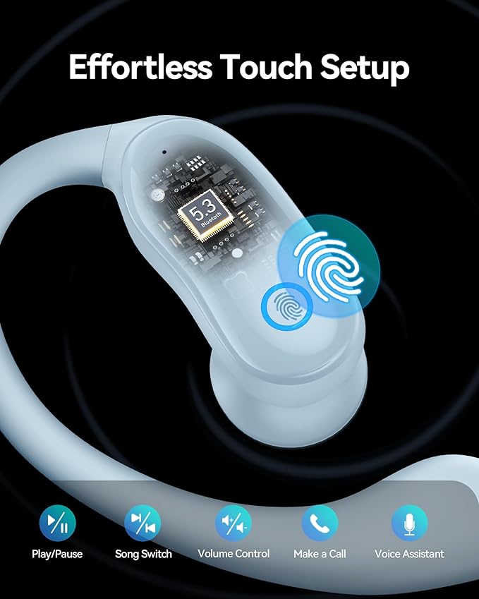 GNMN Ear Buds Wireless Earbuds 96hrs Playback Bluetooth Headphones IPX7 Waterproof Stereo Bass Over-Ear Earphones with Earhooks Microphone LED Battery Display for Sports Workout