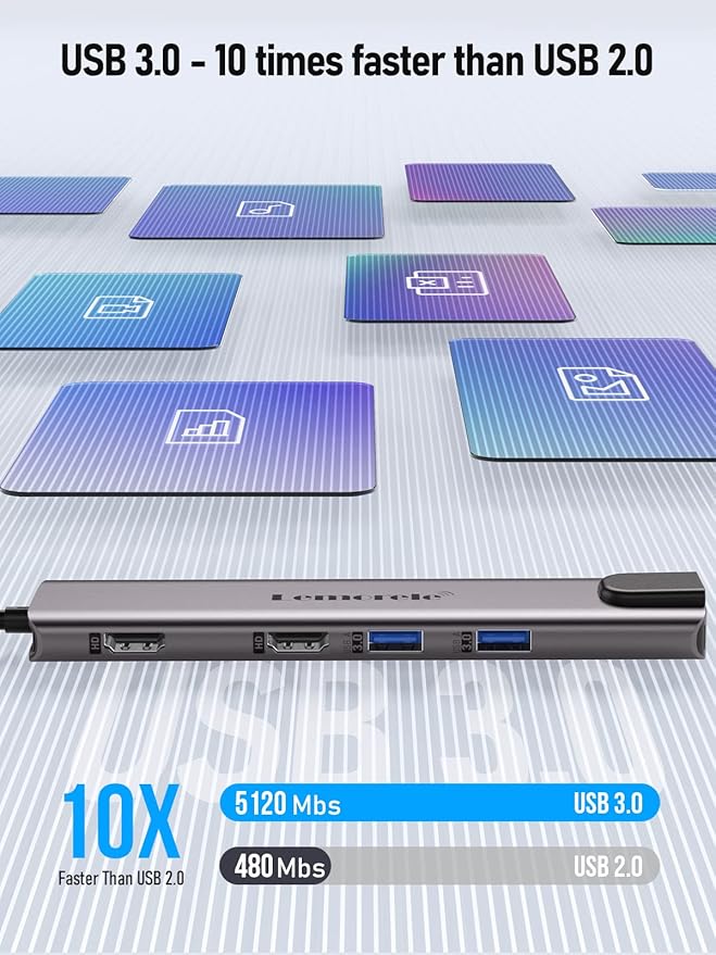 Aluminum Docking Station USB-C Hub with 2 HDMI, Gigabit Ethernet, 4 USB A, USB-C 3.0, PD 100W, SD/TF, 1000Mbps RJ45 LAN Dock Adapter for MacBook Docking Station Laptop, Supports 2 Monitor