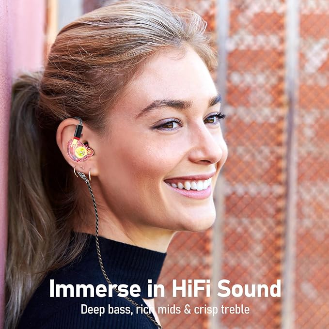 Vibes 202 Wired Earbuds - HiFi in Ear Monitor Headphones – Professional Noise-Isolating Ear Buds - Clear Sound, Deep Bass & Comfort-Fit IEM Earphones - MMCX to 3.5mm, Silver Plated Cord, Carrying Case