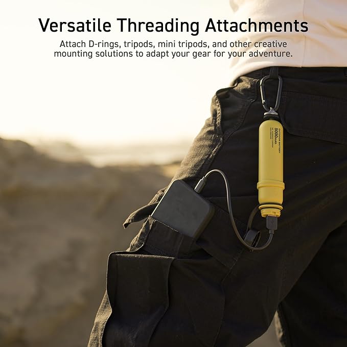 NESTOUT Rugged Power Bank, 5000mAh Outdoor Battery Pack, 15W USB C Fast Charging, Waterproof IP67, Durable Shockproof, Tactical Charger for Phone Military EDC Hiking Survival Camping (Olive Green)