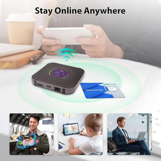 EIOTCLUB Data Only SIM Card | USA Coverage, 5G/4G LTE SIM Card Works with Routers, WiFi Hotspots, Laptops, Tablets, Phone | 3-in-1 SIM (No Contract)