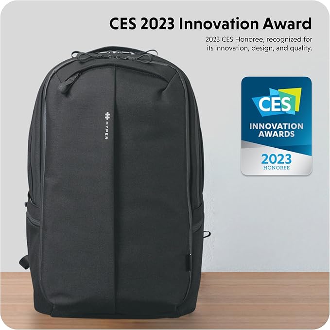 HyperPack Pro 22L Slim Travel Backpack with 'Find My' Compatibility - Fits up to 16” Laptop. Anti Theft w/RFID Protective Pocket.