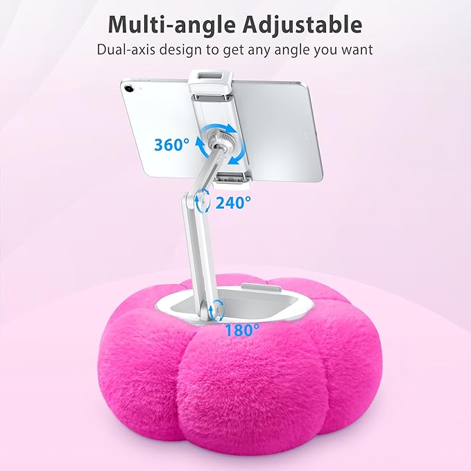 CreaDream Pumpkin Tablet Pillow Stand Holder for Kindle iPad, Adjustable Phone Pillow Stand for Lap Bed with Detachable Snack Bowl, Compatible with 4.7"-13" Tablet, iPad, iPhone, Samsung Tabs, Kindle