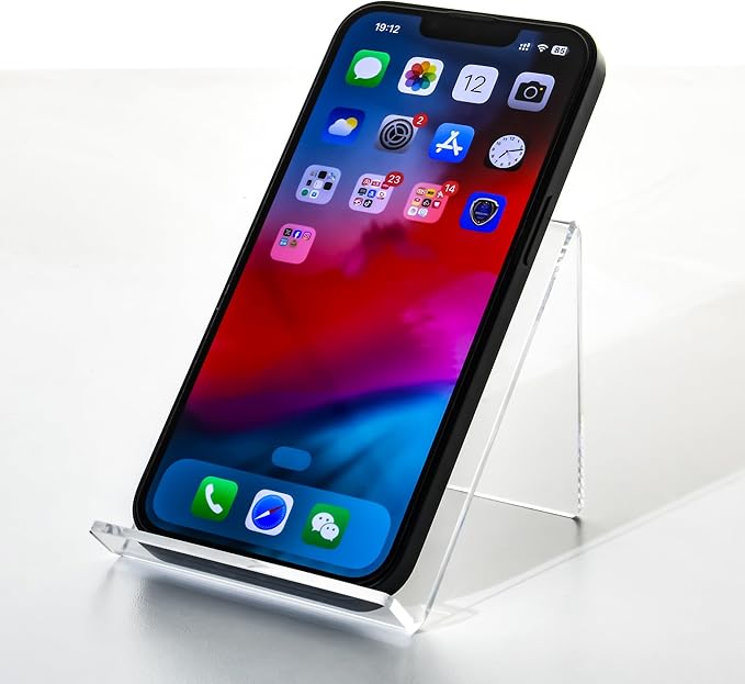 Acrylic Cell Phone Stand, Portable Clear Phone Stand for Desk, Compatible with iPhone 17 16 15 14 13 Pro Max Mini 12 11 Plus SE, Switch, Android Smartphone, Pad, Tablet, Desk Accessories