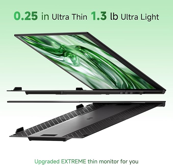 Laptop Screen Extender - 14” Ultra Thin and Light Travel Monitor for Laptop FHD 1080P Portable Second Monitor IPS Screen Display Plug & Play for Mac Windows Android iOS