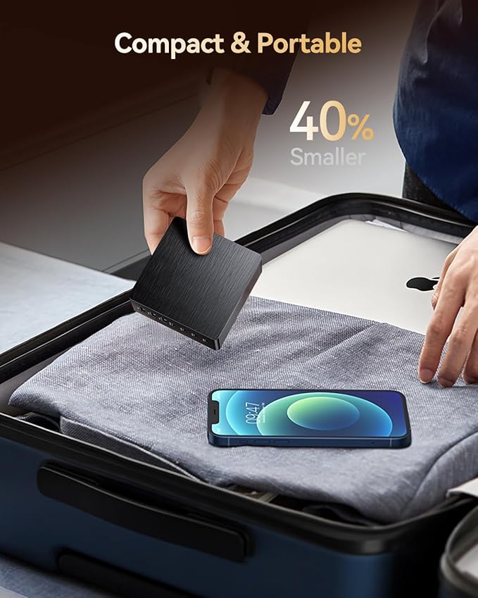 USB C Charger Block, 140W GaN III 7-Port Fast Charging Station for Multiple Devices, PD 3.0 USB Wall Charger Power Strip Charging Hub Travel Adapter Plug for iPhone Samsung Android, 2 Pack