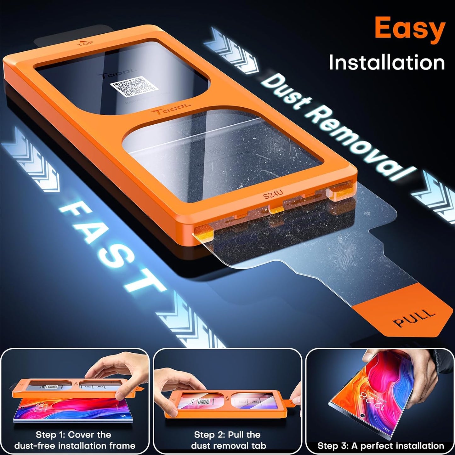 TOCOL for Samsung Galaxy S24 Ultra Screen Protector 9H Hardness Military Grade Shatterproof HD Tempered Glass 2 Pack