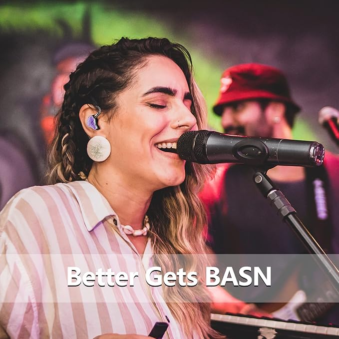 BASN Bmaster5 in Ear Monitors, 1DLC Diaphragm+4BA 5 Drivers IEM Earphones with Silver-Plated OFC Cable, Noise Isolation Wired Earbuds for Musicians (Purple)