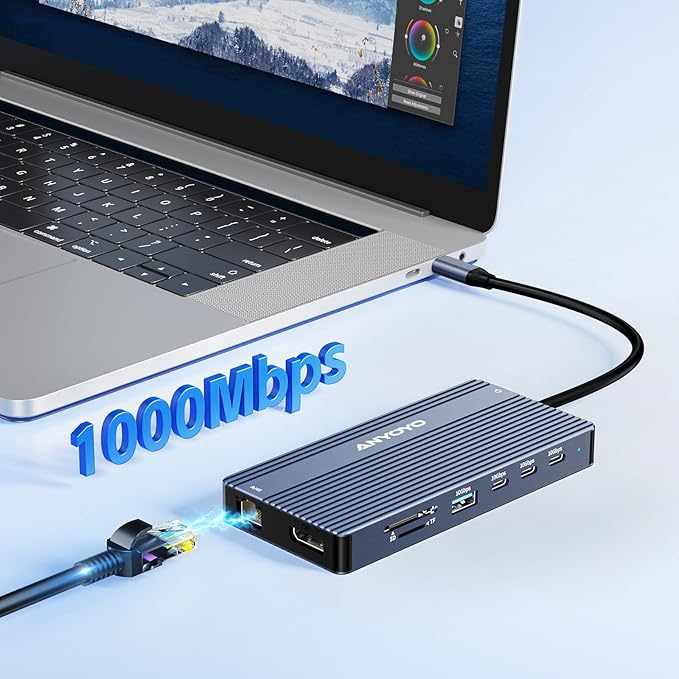 USB C Hub USB C Docking Station Dual Monitor14-IN-1 Triple Display Multiport Adapter with 2*HDMI +DP + 5*USB-A/C 10Gbps Ports+Ethernet +SD/TF Laptop Docking Station for HP/Dell/Lenovo/Thinkpad (Gray)