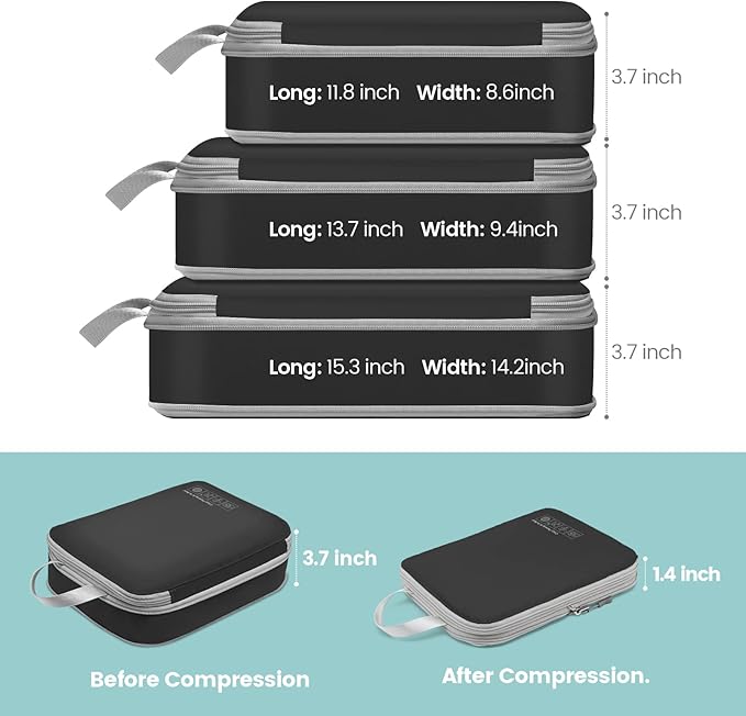 Cambond Compression Packing Cubes for Travel Women - Travel Bags Luggage Organizers Travel Essentials Compression Cubes for Travel Carry on Suitcases Organizer