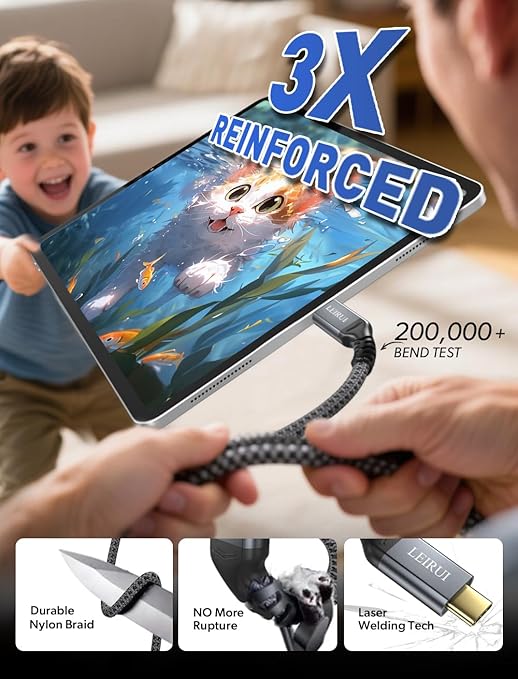 240W USB C to USB C Cable, PD 3.1 Fast Charging USB Type C Cable, USB 3.2 Gen2x2 20Gbps Data 4K Video Display Cable for Thunderbolt 3/4 Samsung S23/22/21/20 iPad Pro MacBook