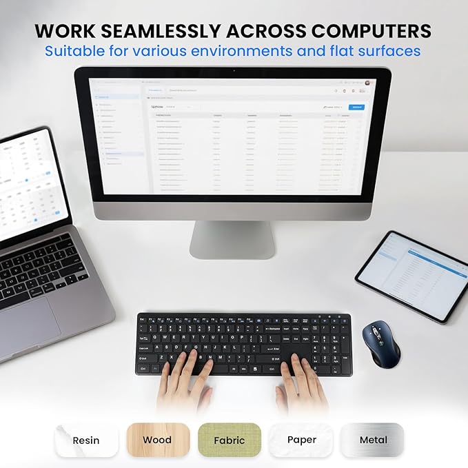 Wireless Bluetooth Mouse for Laptop,USB+BT×2,Quiet Ergo Computer Mouses,Metal 4-Way Super Scrolling,± 3200 DPI,Rechargeable,10 Buttons,Plug&Play,Multi Device Cordless Mice for iPad,Tablet,Mac,PC,Phone