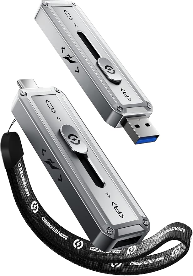 MOVE SPEED 1TB External SSD, 2100MB/s TLC Reliable Transfer Portable SSD with USB 3.2 Gen2x2 + Type C, Cool USB Drive for Phone/Windows/Mac (SP20)