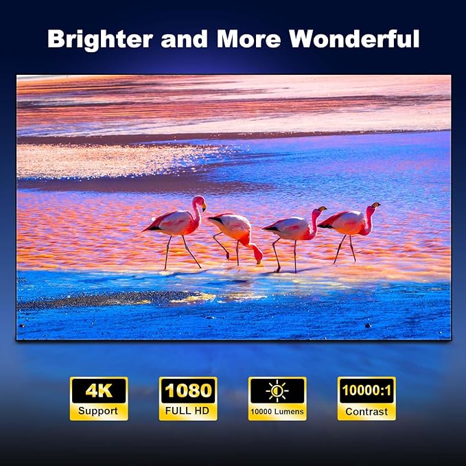 【Short Throw & Speaker】Mini Smart Projector, 1080P Native with 4K Support, WiFi 6 and Bluetooth 5.4, Auto Focus/ Keystone Correction, Built in Apps, Voice Control, Portable Outdoor Movie Projectors