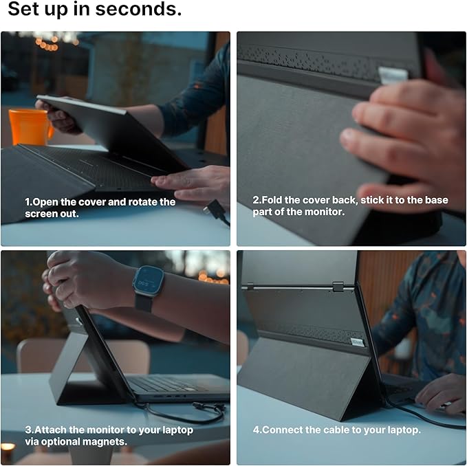 New Mobile Pixels Duex Float 2.0 Pro 2.5 K Portable Monitor, 16" Laptop Screen Extender (Built-in Kickstand), USB C/HDMI Stacked Monitor Extender with Dual Speakers, Windows, MacOS, Switch, Android