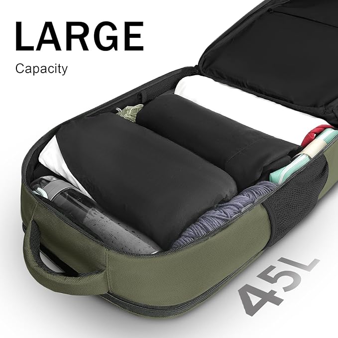 MATEIN Extra Large 45L Travel Backpack, Airline Approved Carry on Backpack with USB Port & Shoe Compartment, Water Resistant Luggage College Overnight Weekender Travel Bag Fit 18" Laptop, Green