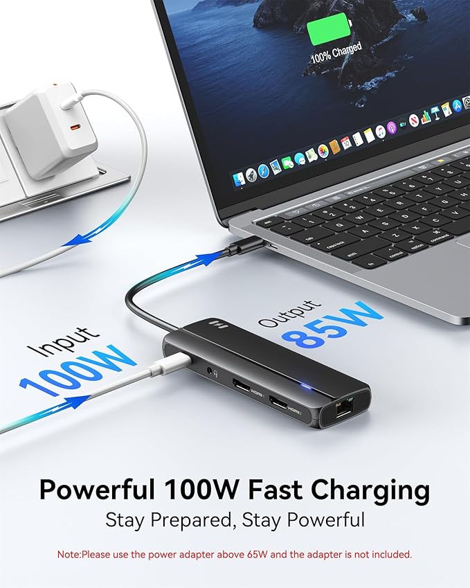 Selore Docking Station for MacBook Pro Air Windows,10 in 1 Dual HDMI Adapter for Mac Pro Air,USB C Hub for MacBook Docking Station Dual Monitor with 2 HDMI,Ethernet,PD,USB C,2 USB A,SD/TF for M1 M2