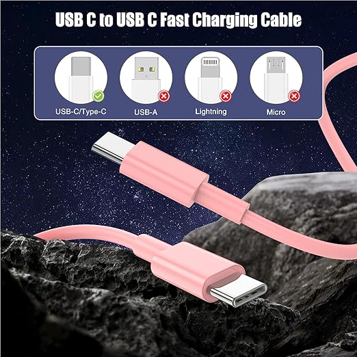 3-Pack Pink [3.3FT+6.6FT+10FT] 60W USB C to USB C Cable, Type C Fast Charging Cable for iPhone Air 17 16e 16 15 Pro Plus Pro Max，for Galaxy S25, for iPad Pro/Air/mini, for MacBook Pro/Air and More