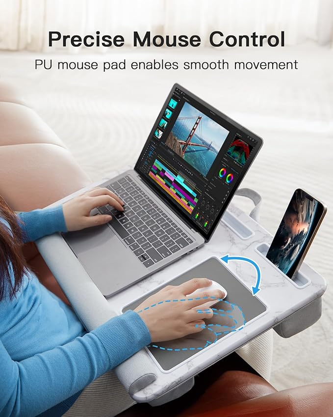 HUANUO Lap Desk - Fits up to 17 inches Laptop Desk, Built in Mouse Pad & Wrist Pad for Notebook, Laptop, Tablet, Laptop Stand with Tablet, Pen & Phone Holder, Marbling