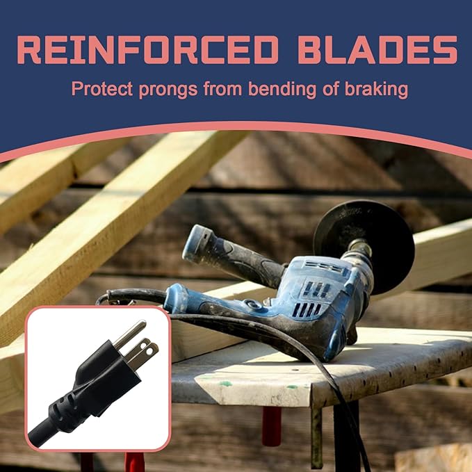 3 Ft Extension Cord - 12/3 SJTW Heavy Duty Black Extension Cable with 3 Prong Grounded Plug - Power Cord for Lawn, Garden, Appliances