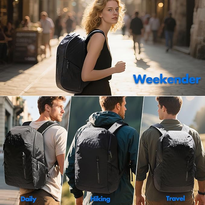 hk Waterproof Travel Backpack for Men – Lightweight 30L Laptop Backpack with 17.3" Compartment, Anti Theft Black Bag for Work, College, Hiking, Carry-On Use