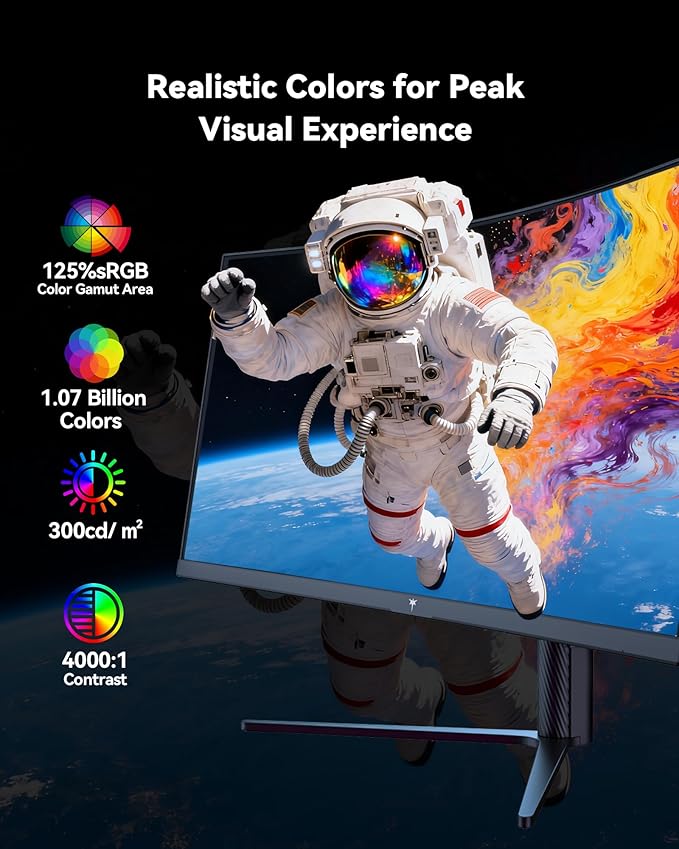 KTC 34 Inch UWQHD Curved Gaming Monitor, 3440x1440 Ultrawide PC Monitor 1500R, 180Hz 21:9 Display, Adaptive Sync, 1ms MPRT, 4000:1 Contrast, Tilt/Swivel/Pivot/Height Adjustment, HDMI2.0 & DP1.4,H34S5