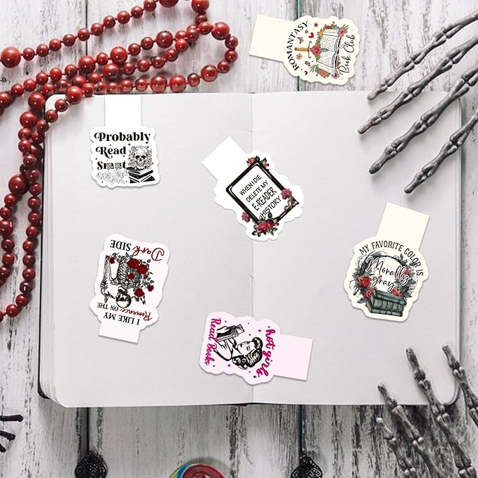 Dark Romance Magnetic Bookmark Gifts - Wxiben 8Pcs Funny Book Mark Magnets Flower Skull Bookmarks Magnetic Romance Magnets Bookmark Page Clip Gift for Women Men Book Lovers Students Teachers Reading