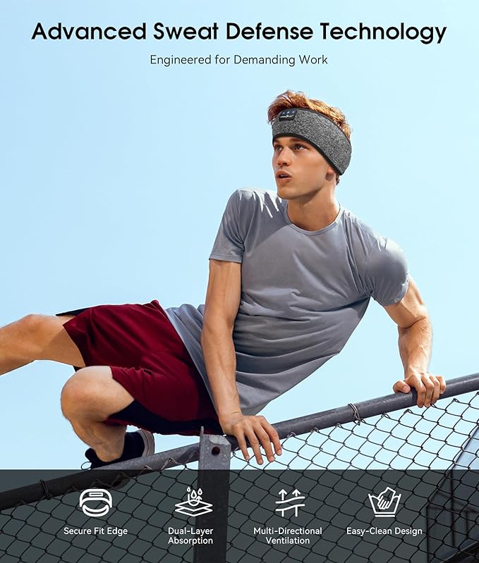 MUSICOZY Sleep Headphones Bluetooth 5.4 Headband, Wireless Earphones Music Sleep Earbuds Sleeping Eye Mask with HD Stereo Speakers for Workout Running Travel Yoga, Ideal Gifts for Women Men