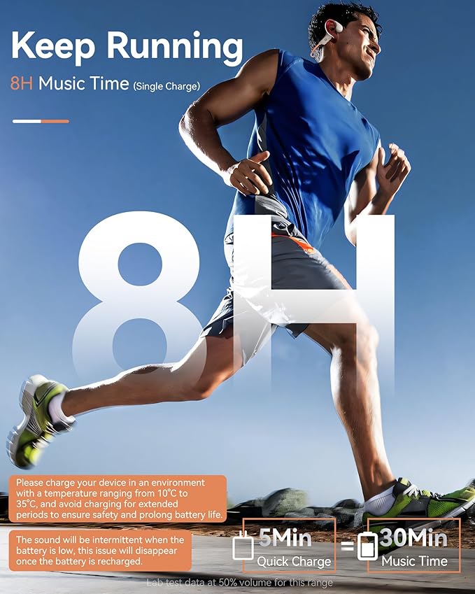 Open Ear Sport Headphones, Wireless Bone Conduction Earphones, Built-in 32GB MP3,with Mic, IP68, Sweat & Water Resistant, Up to 8 Hours Battery, Bluetooth 5.3,for Running,Swimming,Workouts