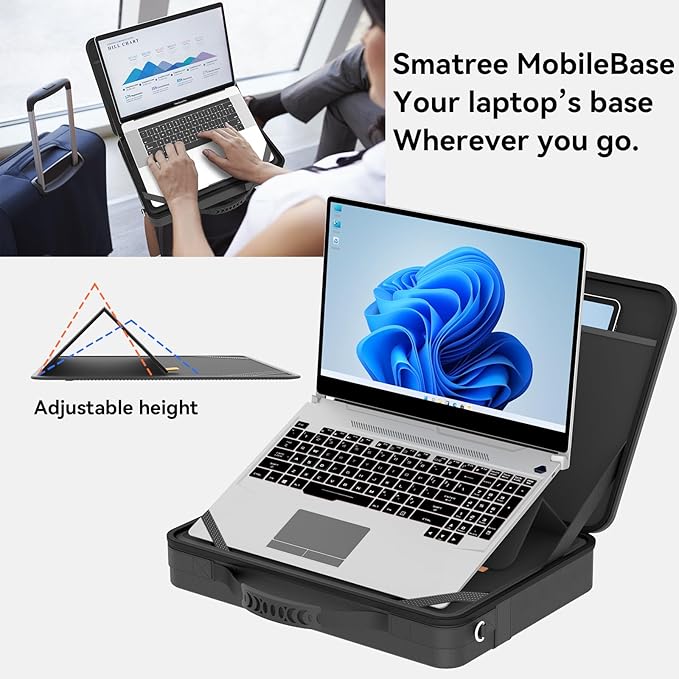 Smatree MobileBase Laptop Shoulder Sleeve Case for 15-16 inch Razer Blade 16 2025/2024/2023, for Razer Blade 15 2023/2022, Hard Laptop Carrying Case with Stand (A485S)