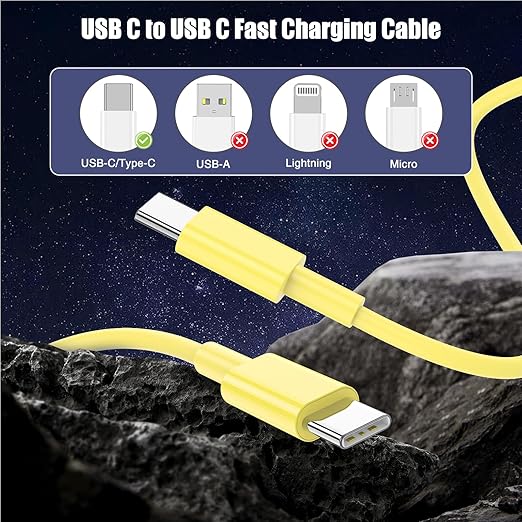 3-Pack Yellow [3.3FT+6.6FT+10FT] 60W USB C to USB C Cable, Type C Fast Charging Cable for iPhone Air 17 16e 16 15 Pro Plus Pro Max，for Galaxy S25, for iPad Pro/Air/mini, for MacBook Pro/Air and More