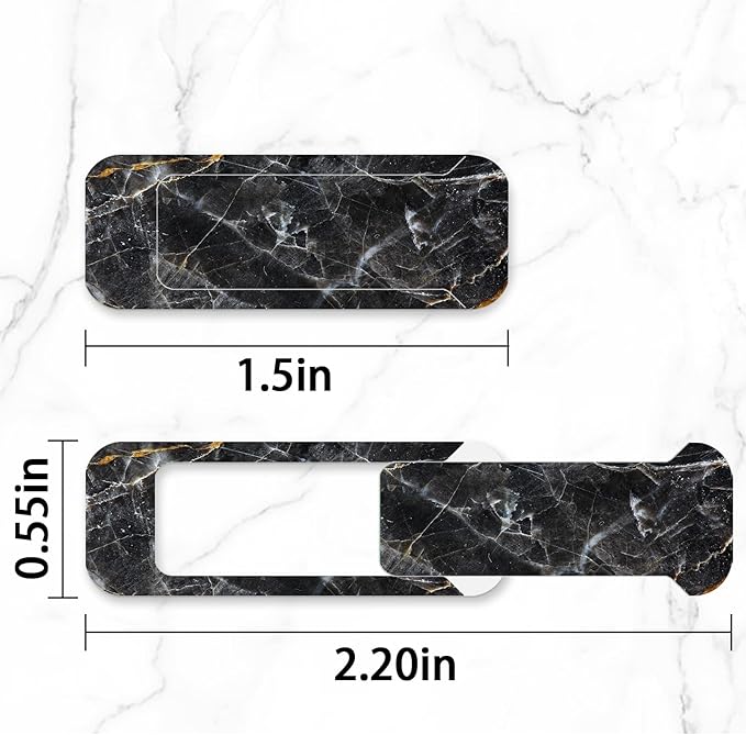Webcam Cover, 3 Pieces, Laptop Camera Cover, Privacy Shielding Capacity is Twice as Big as The Traditional, Suitable for Computer Mobile Phones, laptops, Tablets and so on (Black Marble)