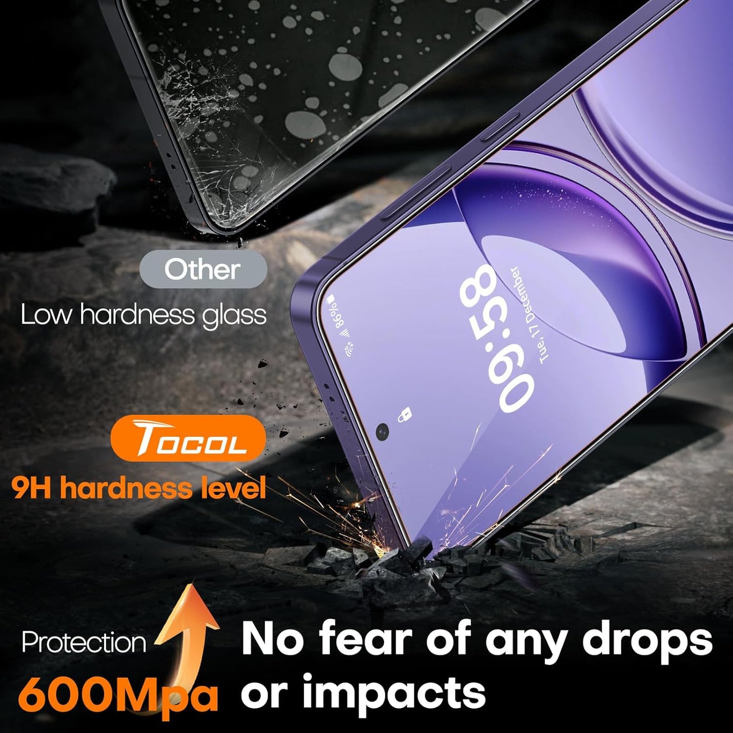 TOCOL for Samsung Galaxy S24 Plus Screen Protector 9H Hardness Military Grade Shatterproof HD Tempered Glass 2 Pack