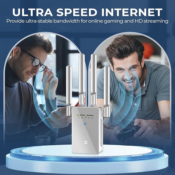 2025 Best WiFi Extender Signal Booster - 6X Faster Internet Extender WiFi Booster for Home, Long Range up to 15,588 Sq Ft, WiFi Repeater w/Ethernet Port, 1-Tap Setup, Compatible with Wireless Routers