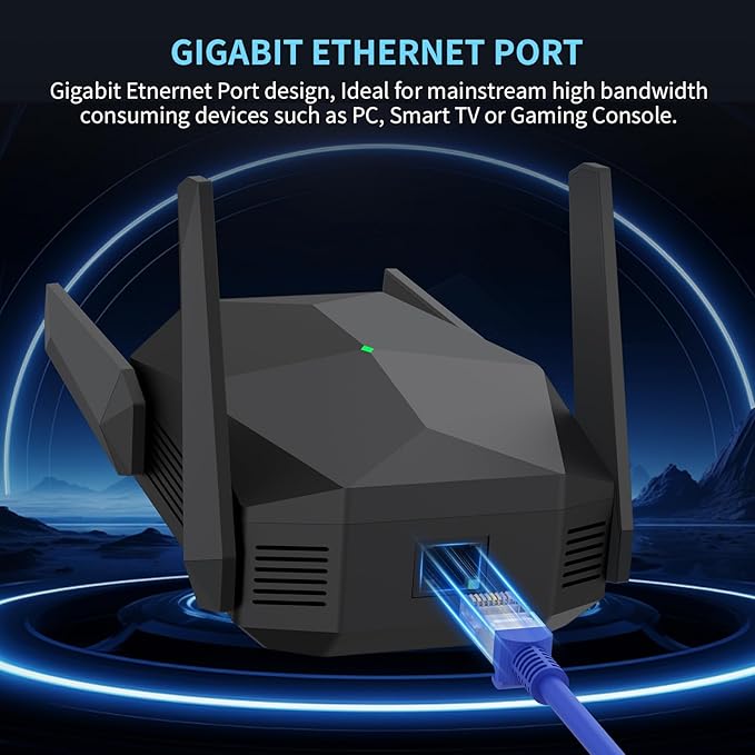 2025 AX3000 WiFi 6 Range Extender, WiFi Extender Signal Booster with Gigabit Ethernet Port, Dual Band (2.4G&5.8G) WiFi Repeater Cover up to 13888sp.ft, Faster Speed and Wider Cover(Black)