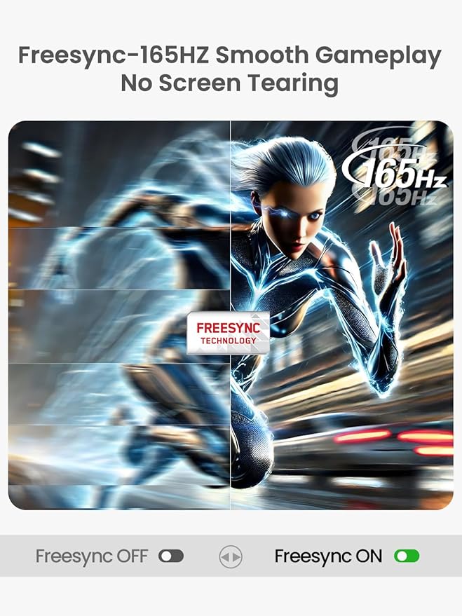 Portable Monitor 24.5” 165HZ, 2K Portable Gaming Monitor with FreeSync, HDR, 180°Adjustable Kickstand & VESA, 350Nits QHD IPS Large Travel Gaming Second Screen for Laptop, Game Console