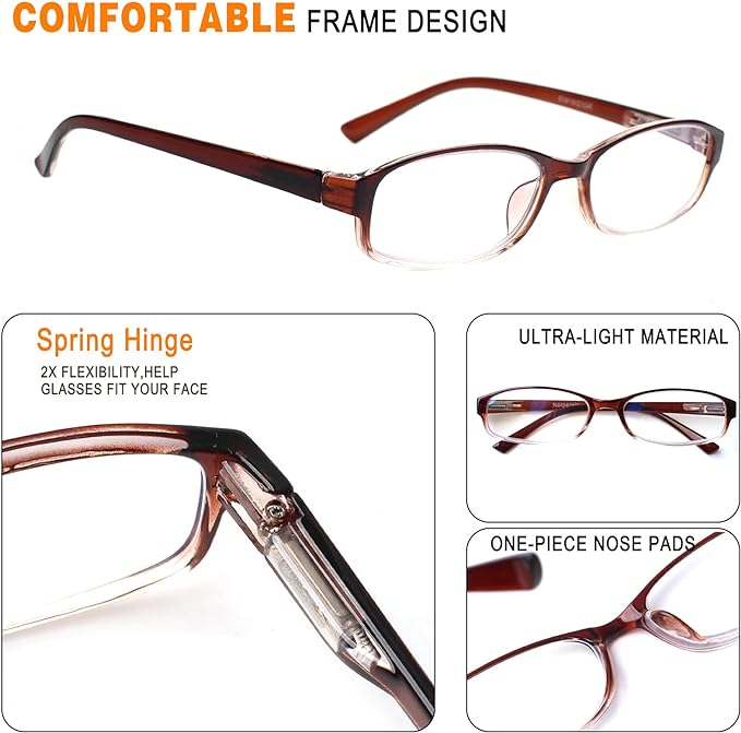 NORPERWIS 6 Pack Ladies Reading Glasses for Women Blue Light Blocking Spring Hinge Fashion Eyeglasses Readers for Women (Mix Color, 0.50)