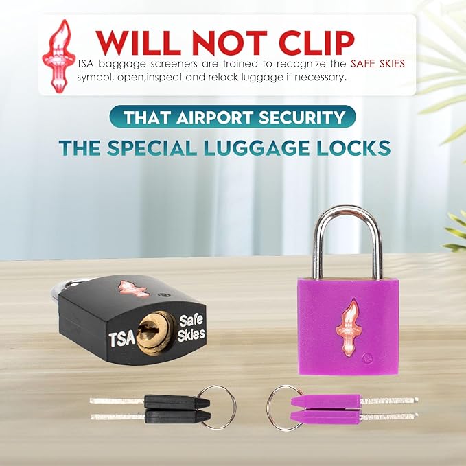 8 Pack TSA Suitcase Lock,TSA Luggage Lock for Luggage, Suitcases & Gun Cases - Solid Brass Security Lock with Colored Shell (8 Colors: Black/Blue)