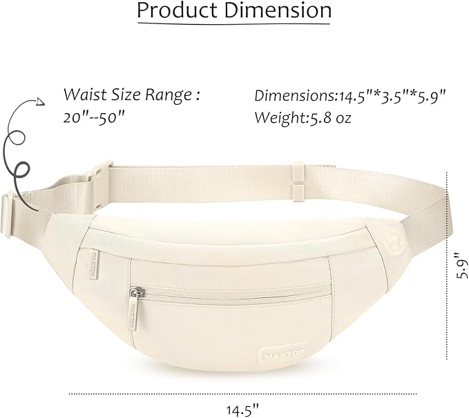 MAXTOP Large Crossbody Fanny Pack with 4-Zipper Pockets,Gifts for Enjoy Sports Festival Workout Traveling Running Casual Hands-Free Wallets Waist Pack Phone Bag Carrying All Phones