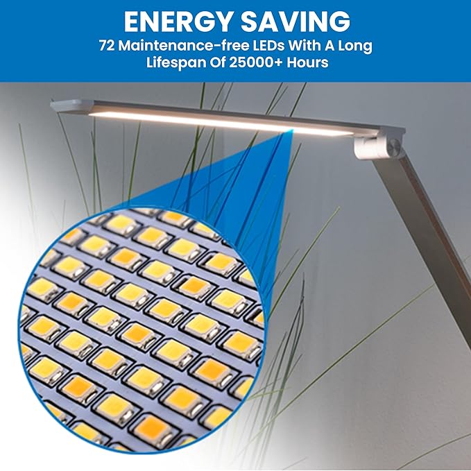 Mount-It! LED Desk Lamp with Wireless Charger and USB-C Charging Port, Dimmable Desk Lamp with 25 Brightness and Color Modes, for Home or Office, Adjustable Arm, Silver/White