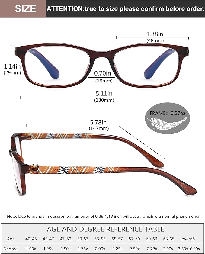 EYEURL Reading Glasses For Men Women - Blue Light Blocking Glasses Reduce Eyestrain - 2 Pack TR90 Frame Lightweight +2.5