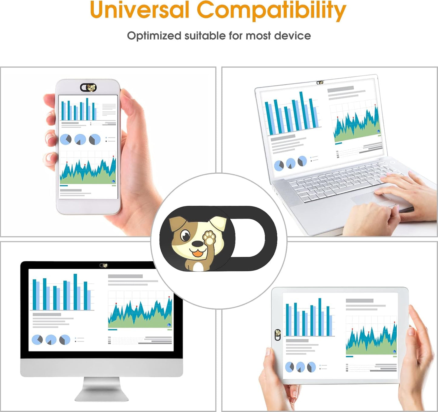 Laptop Camera Cover Slide Cute-6PCS,Webcam Cover Slide for MacBook Pro, iMac, iPad Pro, iPhone 6/7/8 Plus, iPad, Laptop and More Device,Cute Pattern Web Cam Privacy Cover to Protect your Privacy (Dog)