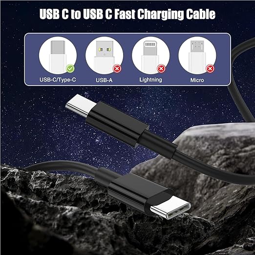 3-Pack Black [6.6FT+6.6FT+10FT] 60W USB C to USB C Cable, Type C Fast Charging Cable for iPhone Air 17 16e 16 15 Pro Plus Pro Max，for Galaxy S25, for iPad Pro/Air/mini, for MacBook Pro/Air and More