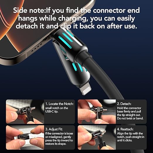 MFish 240W 4-in-1 Universal USB Charging Cable [2 Pack, 6.6ft] – Fast Charger Cord with USB-A, Dual USB-C & Lighting, for iPhone 14/15/16/17 Series, iPad & MacBook & More (2PACK, Black+Red, 6.6Ft)