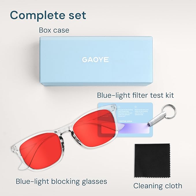 Gaoye Blue Light Glasses for Computer & Gaming - Anti UV Ray Lenses, Scratch-Resistant & Comfort Fit