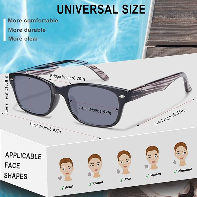 6 Pack Reading Glasses for Women Men Blue Light Blocking Spring Hinge Computer Readers, Anti Eyestrain/Glare