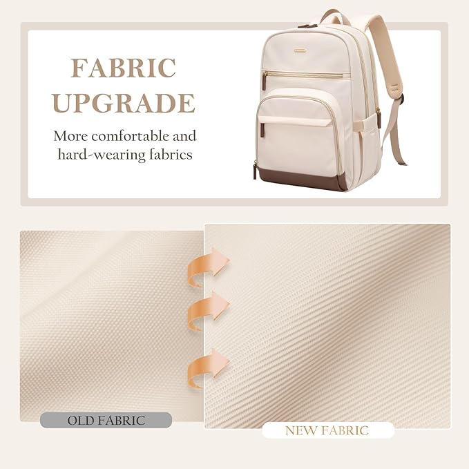 TENSTAR Laptop Backpack for Women, Computer Backpack Fit 16 Inch Notebook, Large Capacity College Backpack Bookbag Casual Daypack for Travel, Black with Beige